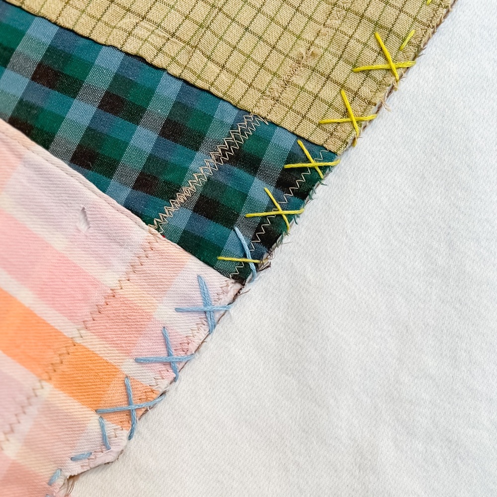 Repurposed : Quilted : Sustainable: Patchwork: White Denim : Size 10 : Unique - Picture 3 of 9